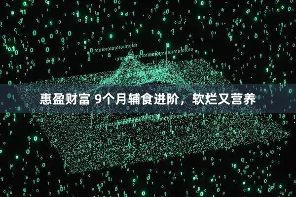 惠盈财富 9个月辅食进阶，软烂又营养